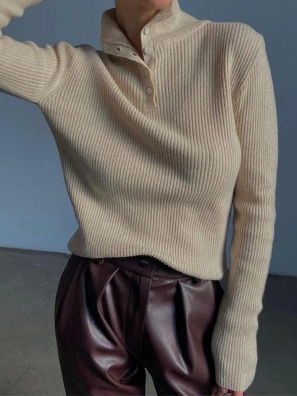 Breasted High Neck Slim Sweater - AnotherChill