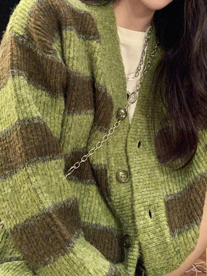 Button Front Striped Knit Cardigan - AnotherChill
