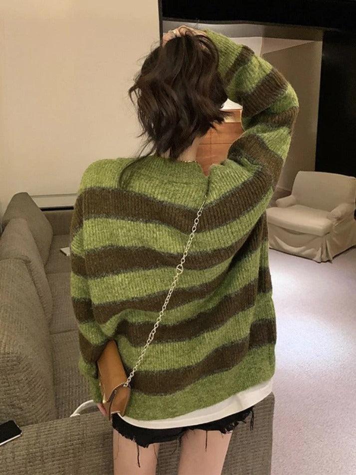 Button Front Striped Knit Cardigan - AnotherChill
