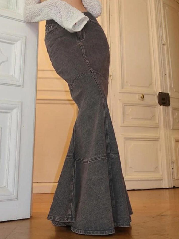 Low Waist Mermaid Denim Skirt - AnotherChill