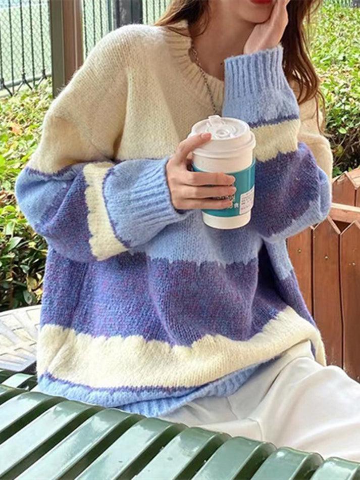 Color Block Striped Sweater - AnotherChill