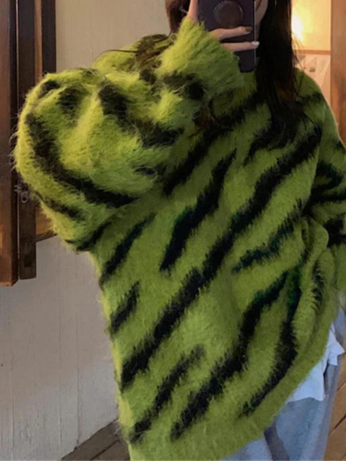 Contrast Color Irregular Stripe Loose Sweater - AnotherChill