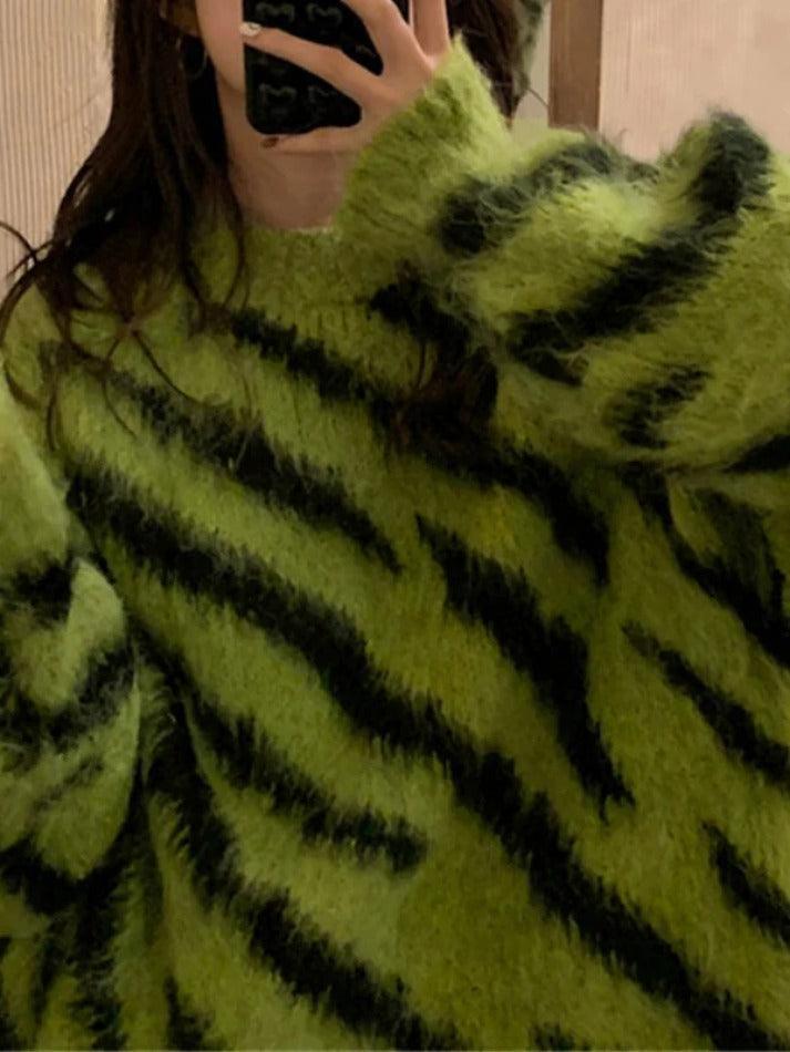 Contrast Color Irregular Stripe Loose Sweater - AnotherChill