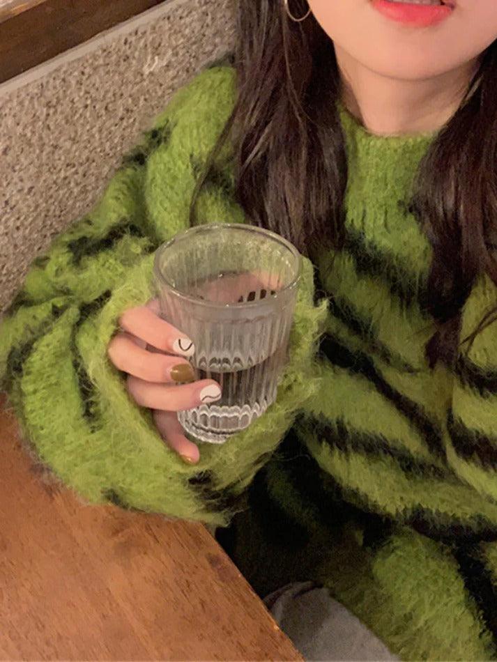 Contrast Color Irregular Stripe Loose Sweater - AnotherChill