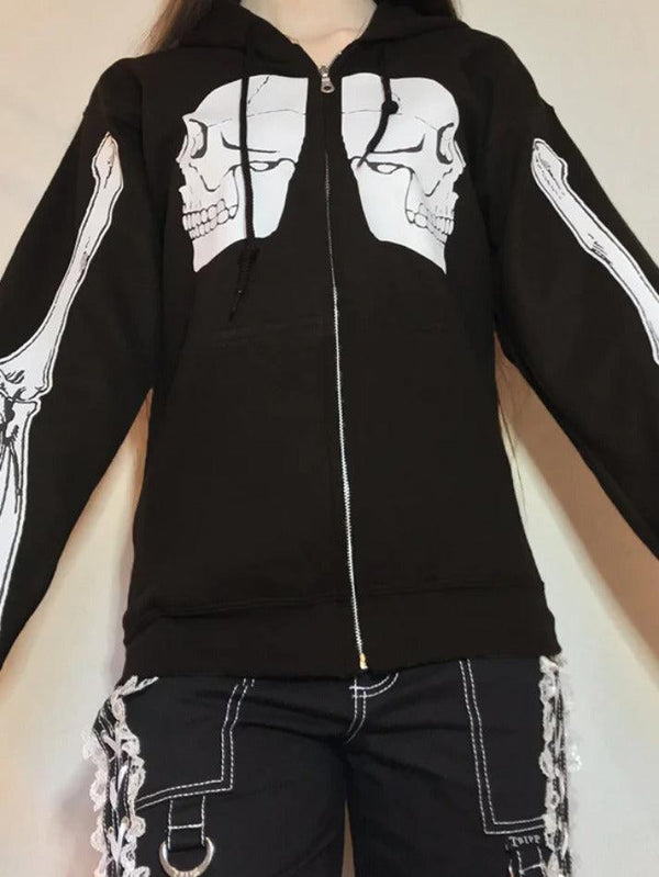Contrast Color Skull Print Oversized Hoodie - AnotherChill