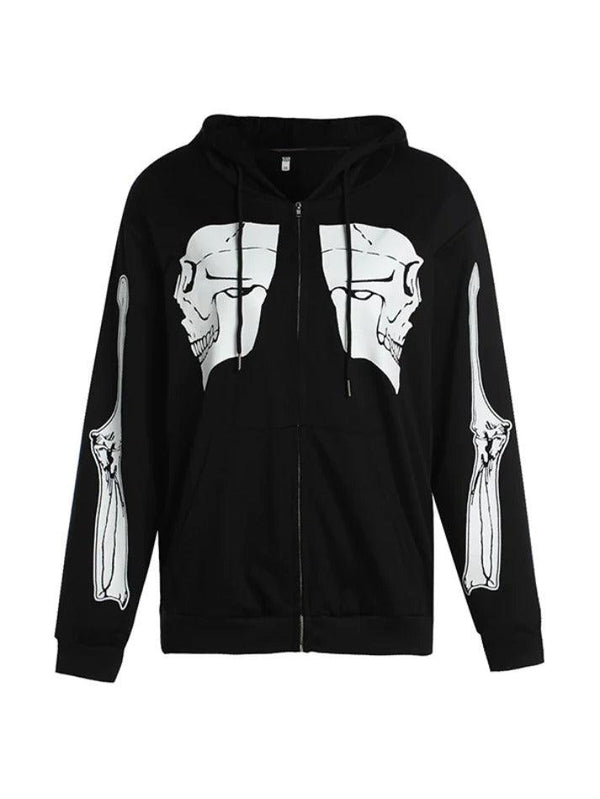 Contrast Color Skull Print Oversized Hoodie - AnotherChill