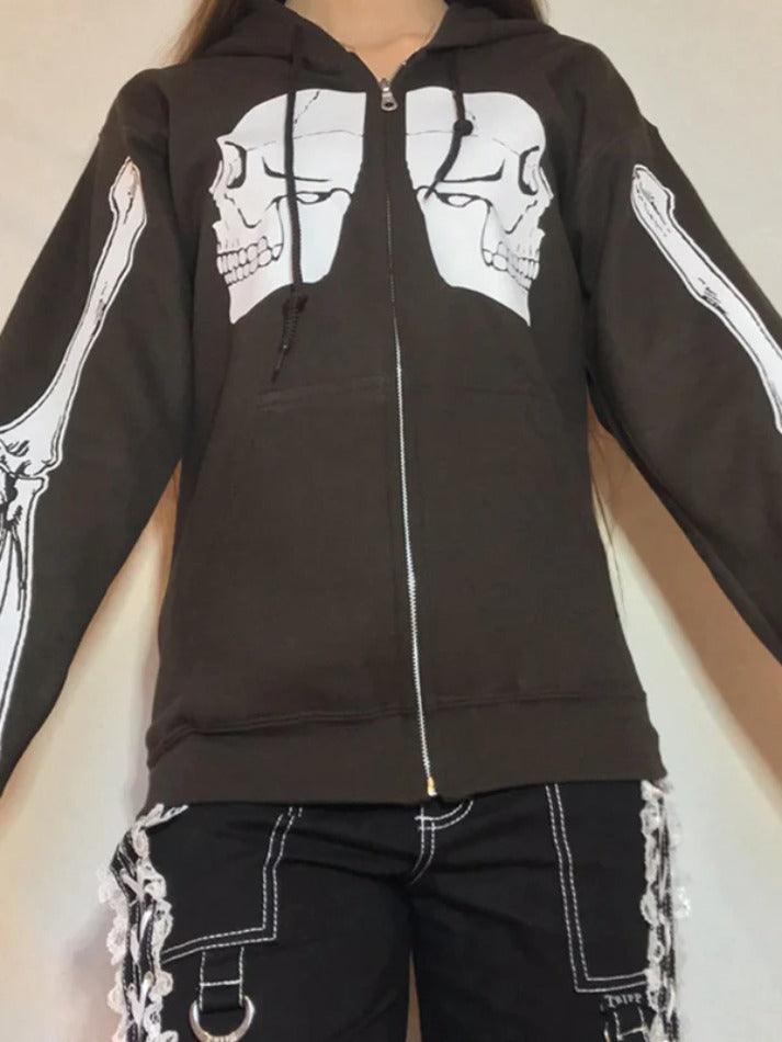 Contrast Color Skull Print Oversized Hoodie - AnotherChill