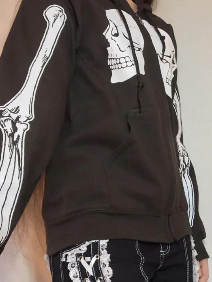 Contrast Color Skull Print Oversized Hoodie - AnotherChill