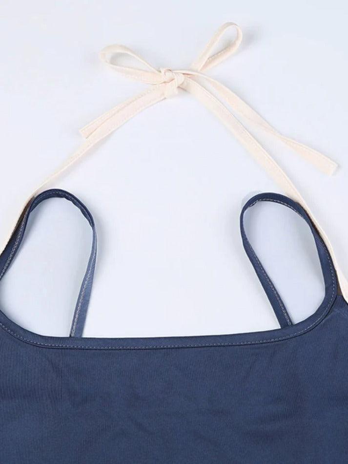 Contrast Color Tie Up Cami Top - AnotherChill