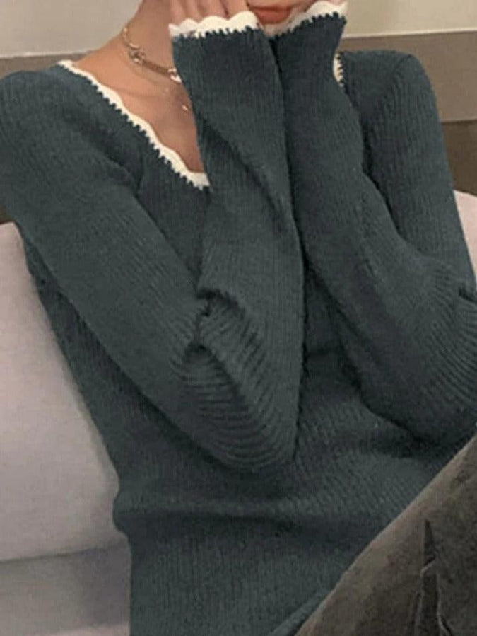 Oversized Contrast Trim Clasp Knit Outwear main image 1