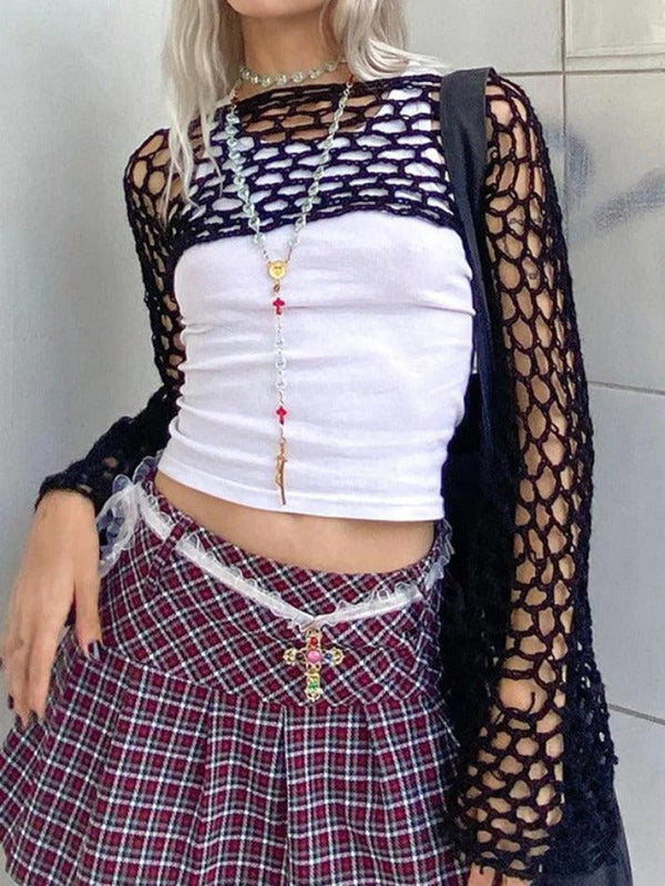 Cutout Ultra Short Smock Crochet Top - AnotherChill