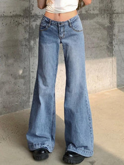 Washed Low Waist Mopping Boyfriend Jeans - AnotherChill