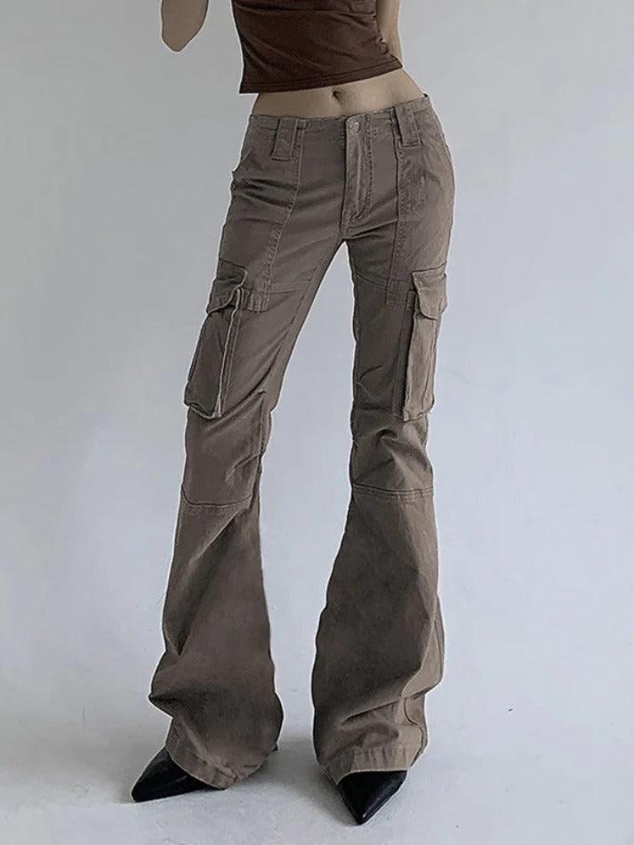 Low Waist Flap Pocket Flare Jeans - AnotherChill