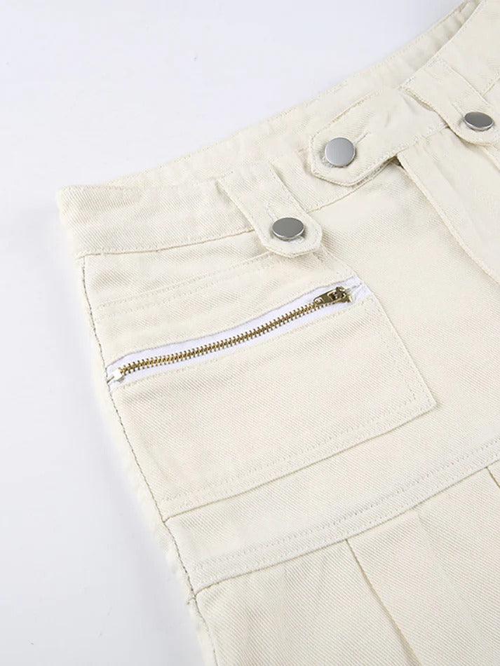 Zipper Panel Pleats Mini Skirts - AnotherChill