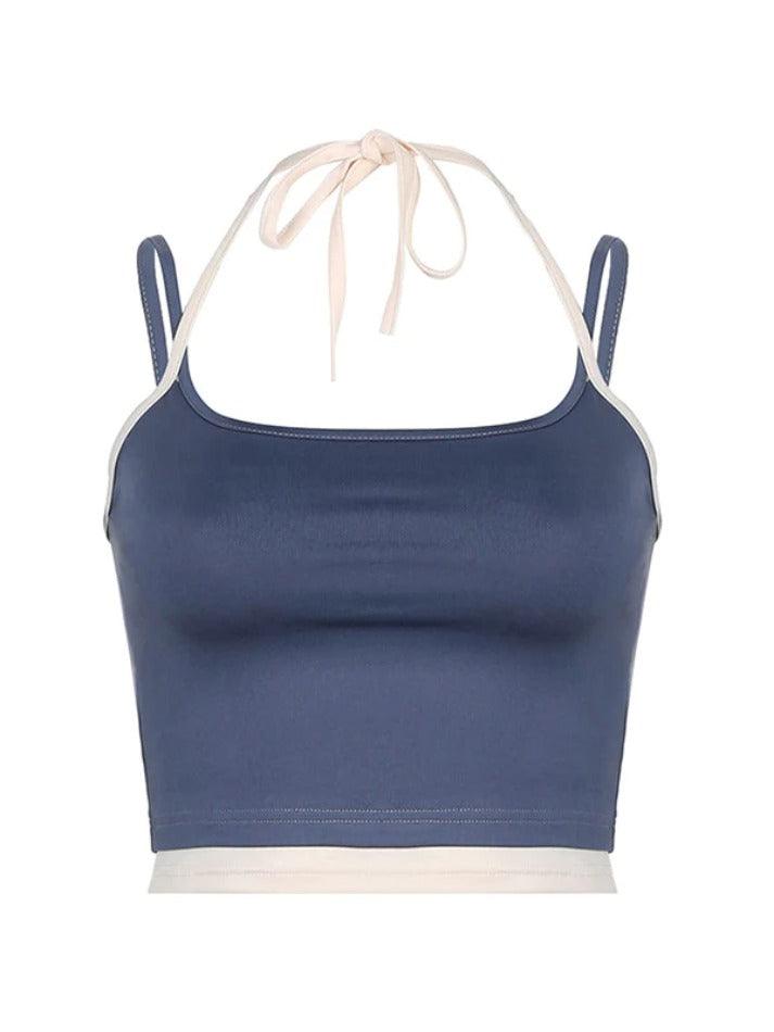 Contrast Color Tie Up Cami Top - AnotherChill