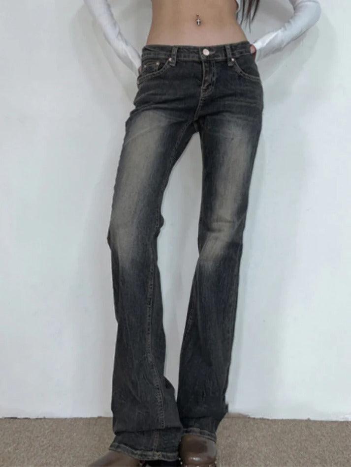 Vintage Low Rise Wash Flare Jeans - AnotherChill