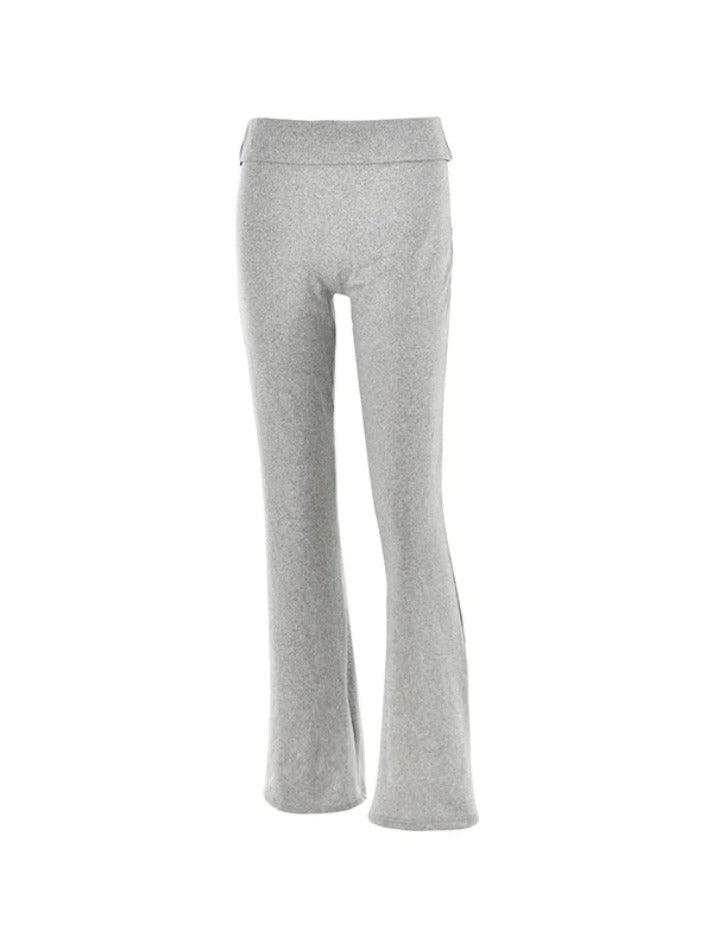 Solid High Rise Flare Leg Pants - AnotherChill