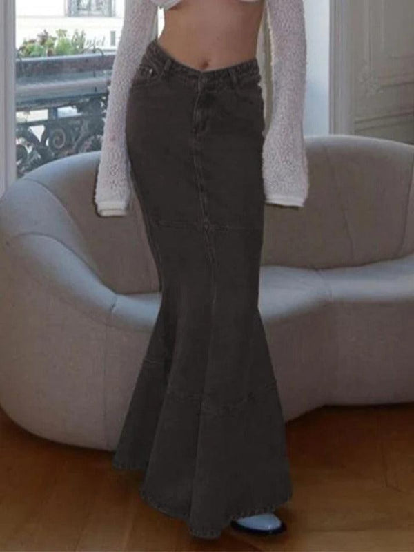Low Waist Mermaid Denim Skirt - AnotherChill