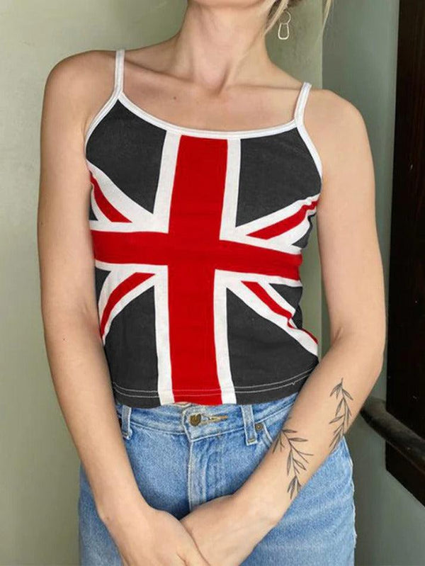 Vintage Flag Print Cami Top - AnotherChill