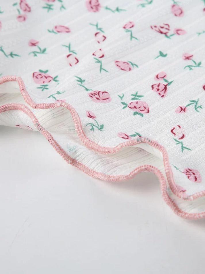 Ditsy Floral Print Lace Trim V Neck Sleeveless Jumpsuit - AnotherChill