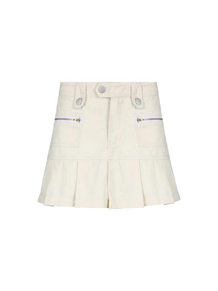 Zipper Panel Pleats Mini Skirts - AnotherChill