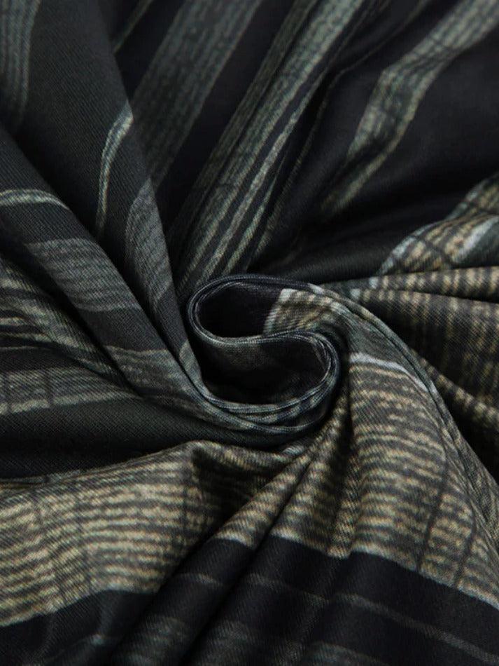 Vintage V Shape Striped Print Low Rise Maxi Skirt - AnotherChill