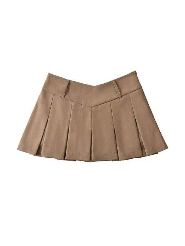 V Cut Pleated Micro Mini Skirt - AnotherChill