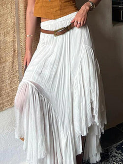 See Through Irregular Hem Midi Skirt - AnotherChill