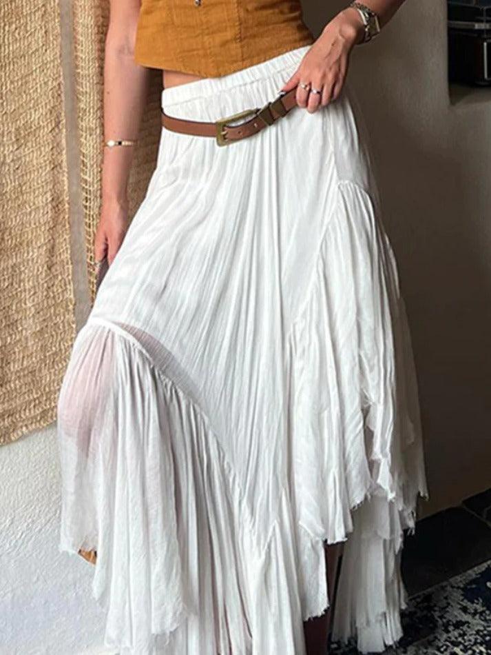 See Through Irregular Hem Midi Skirt - AnotherChill