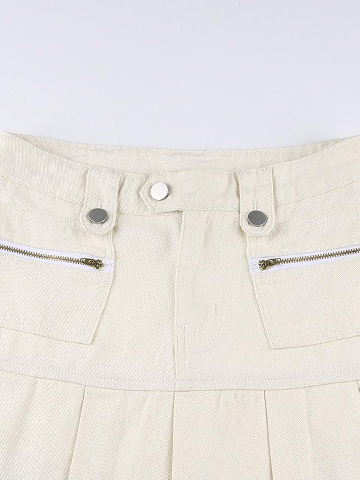 Zipper Panel Pleats Mini Skirts - AnotherChill