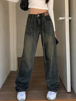 Vintage Blue Tie Up Boyfriend Jeans - AnotherChill