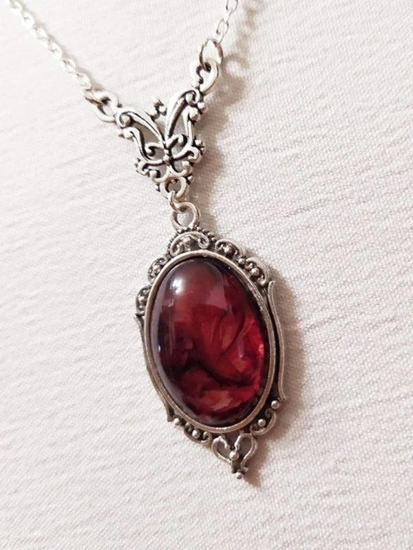 Gothic Oval Stone Pendant Necklace - AnotherChill