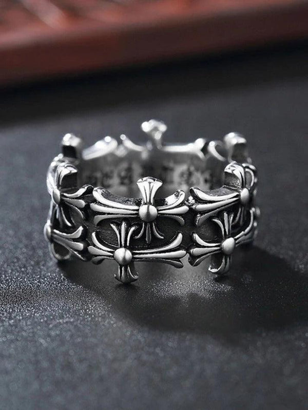 Gothic Punk Cross Cuff Ring - AnotherChill