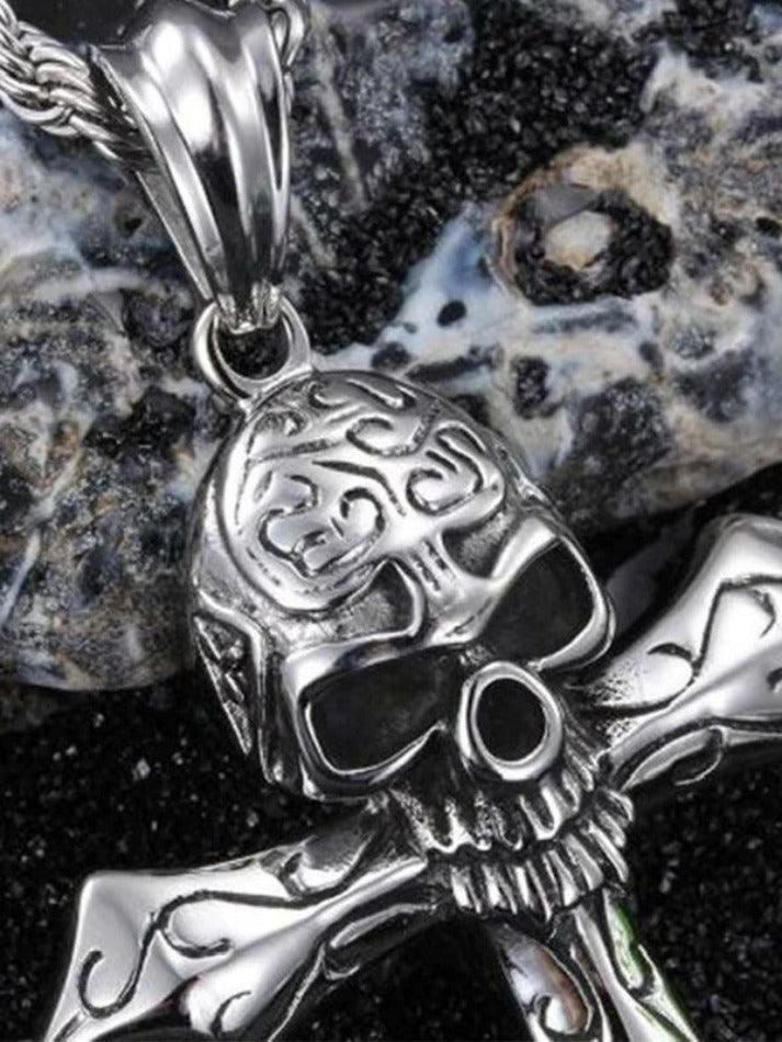 Gothic Skull Cross Pendant Necklace - AnotherChill