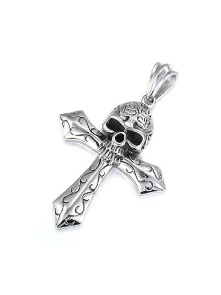 Gothic Skull Cross Pendant Necklace - AnotherChill