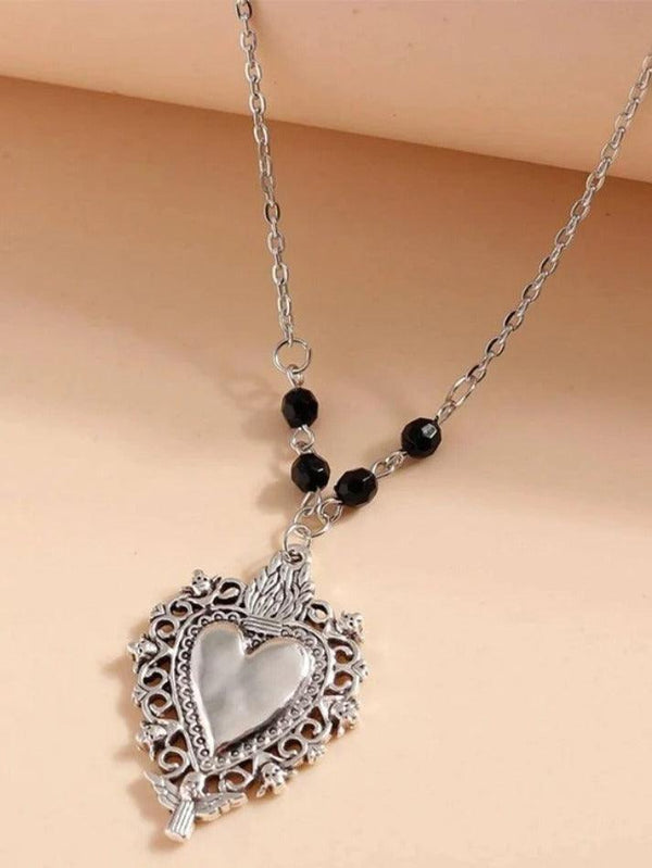 Gothic Skull Heart Pendant Necklace - AnotherChill