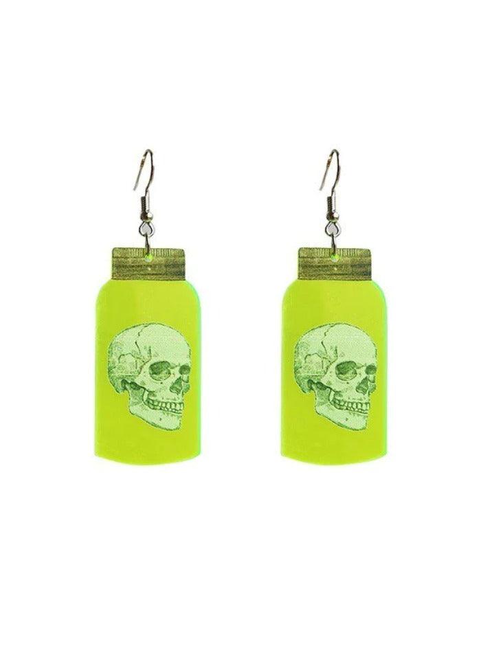 Halloween Bottle Skull Pattern Earrings - AnotherChill