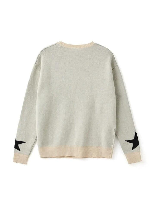 Knit Star Print Loose Sweater - AnotherChill