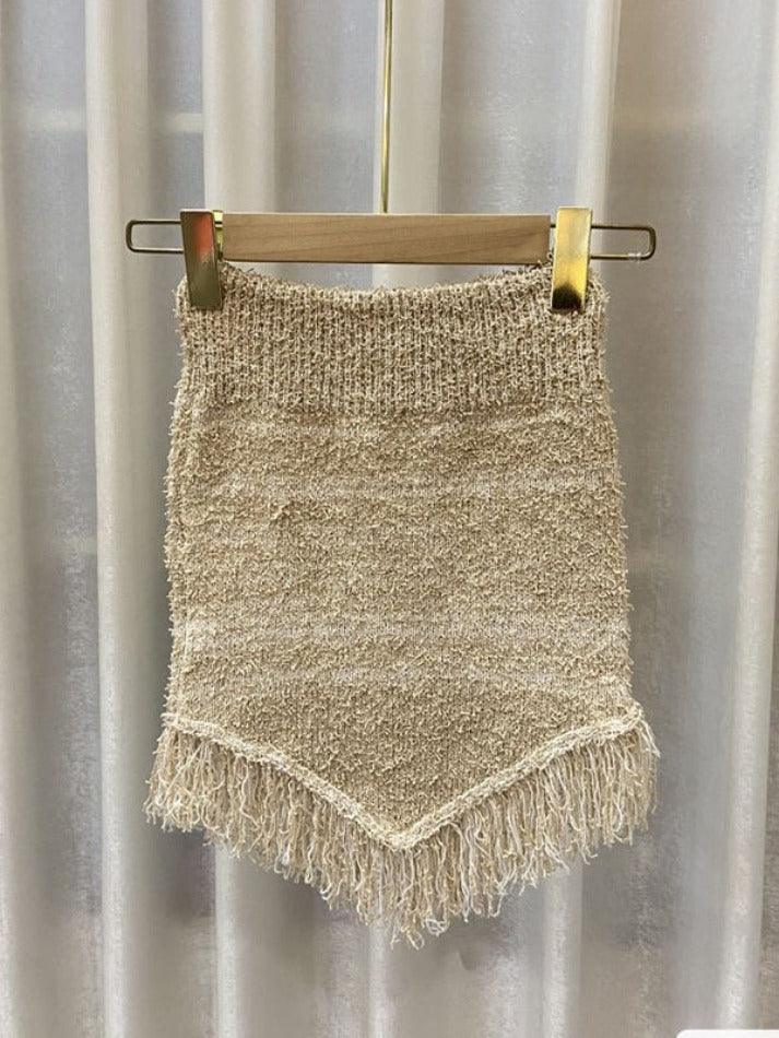 Knit Tassel Slim Short Bandeau Top - AnotherChill