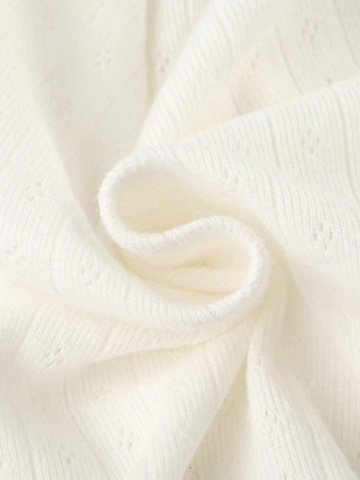 Lace Trim Bow Decor Crop Long Sleeve Knit - AnotherChill