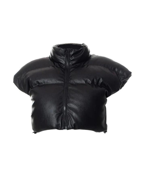 Mock Neck Drawstring Hem Short Jacket - AnotherChill
