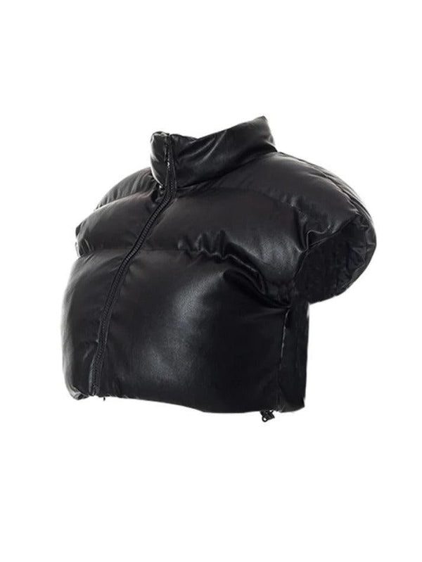 Mock Neck Drawstring Hem Short Jacket - AnotherChill
