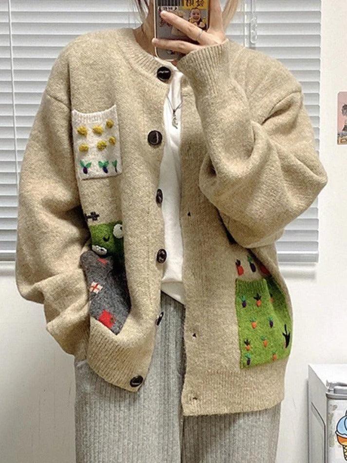 Pocket Jacquard Button Front Cardigan - AnotherChill