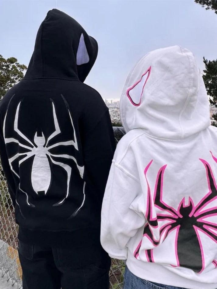 Punk Spider Print Oversized Hoodie - AnotherChill