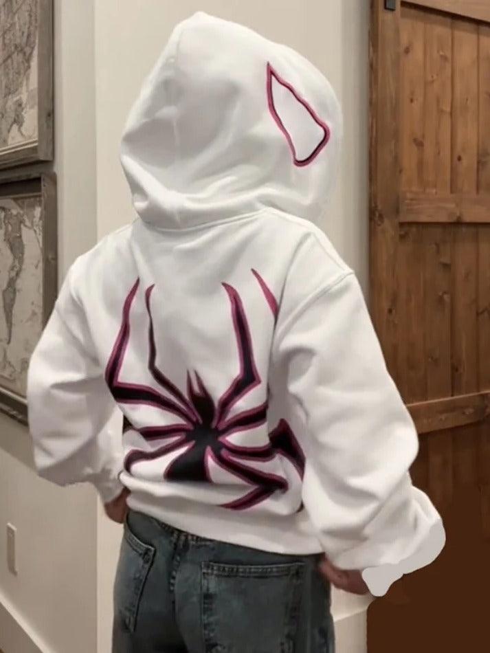 Punk Spider Print Oversized Hoodie - AnotherChill