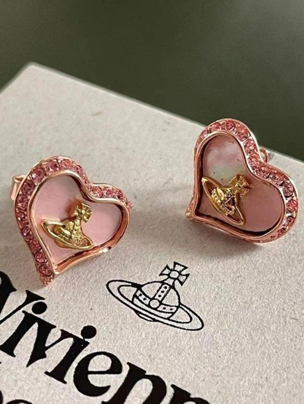 Rhinestone Cosmos Heart Earrings - AnotherChill