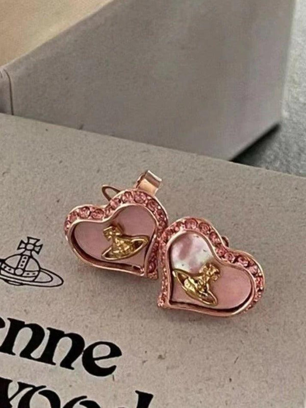 Rhinestone Cosmos Heart Earrings - AnotherChill