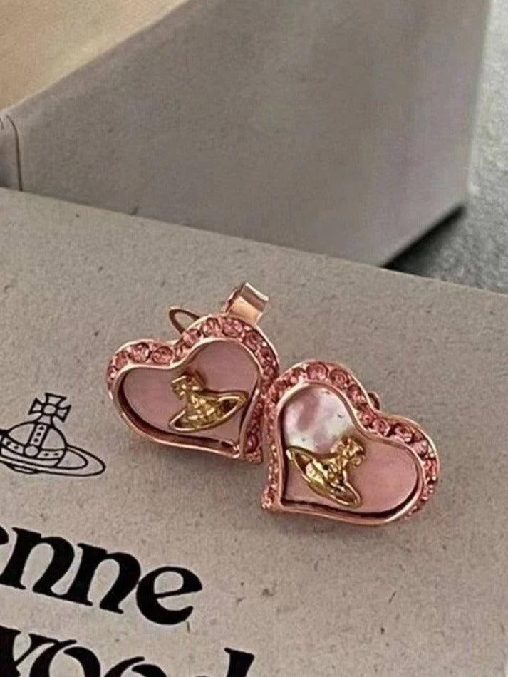 Rhinestone Cosmos Heart Earrings - AnotherChill