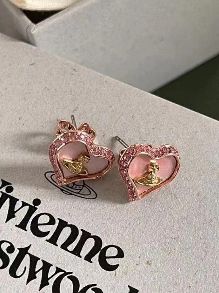 Rhinestone Cosmos Heart Earrings - AnotherChill