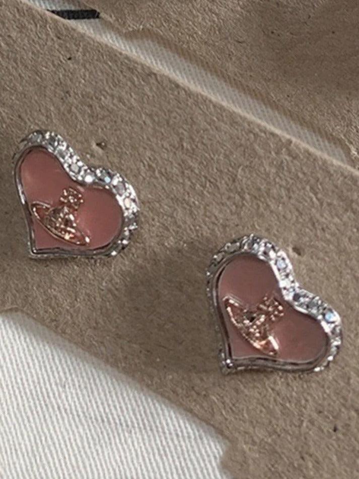Rhinestone Cosmos Heart Earrings - AnotherChill